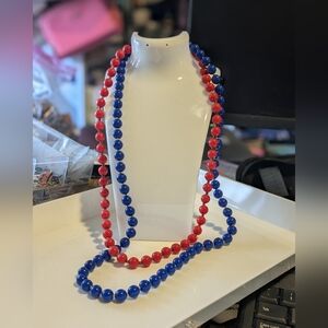 VTG Set Red and Blue Beaded Necklaces